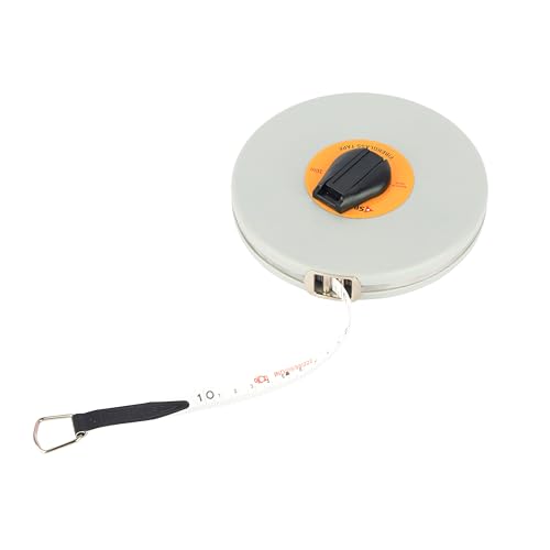 Image of SPARTAN FT30 Fiberglass Top Line Measuring Tape - 30m /100ft || Case Reinforced with Stainless Steel Band || Durable Winding Mechanism Handle and Stainless Steel Mouth with End Hook