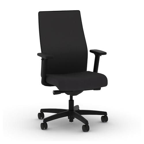 Image of HON Ignition 2.0 Mid‑Back Ergonomic Office Chair, Mesh Task Seating with Lumbar Support, Advanced Synchro‑Tilt, Height and Width Adjustable Arms, Black Frame, Onyx