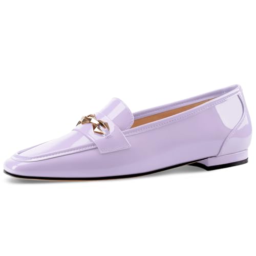 Image of Oh Mispares Womens Loafers Square Toe Low Heel Penny Loafers Fashion Comfortable Slip on Flats Casual Dressy Shoes for Women Work Office Patent Leather