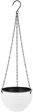 Hemoton Hanging Flower Pot Wall Flower Baskets Wall Railing Hanging Planter Basket Metal Patio Flower Holder Home Decoration for Indoor Outdoor Porch Balcony White