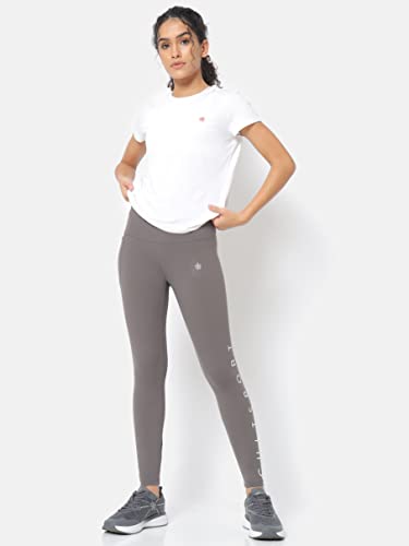 Image of Do It All Tights with Brand Print | Anti-Chafing | Performance Tights for Women | 4-Way Stretch | Yoga Gym Cardio Leggings | Sports Leggings | Active Wear for Women (CS601301XS Grey XS)