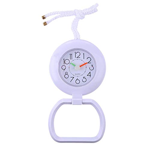 Inzopo - Reloj de pared impermeable para baño con gancho de toalla, flexible para colgar o colgar (12 cm), color blanco