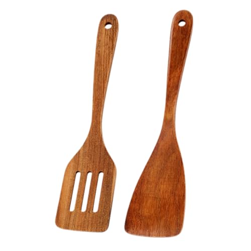2 PCS Spatule Bois, Ustensile Cuisine Bois, Bois d’Olivier Naturel, Spatule Bois Écologique et Résistante, Ustensiles de Cuisine en Bois pour Poêle,...