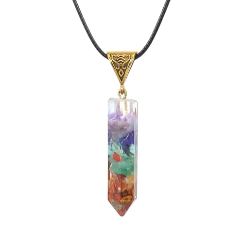 IDELUSH Chakras Collar con Colgante de Cristal 7 Chakras para Mujer Hombre, Collar de Piedras Naturales Reiki para Protección Curativa Energía Yoga Meditación Equilibrio