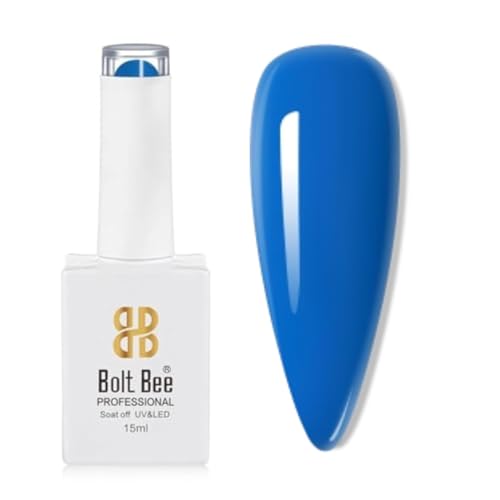 Image of Bolt Bee Bright Blue Color Gel Nail Polish Soak Off UV Gel DIY at Home Manicure Salon Nail Art