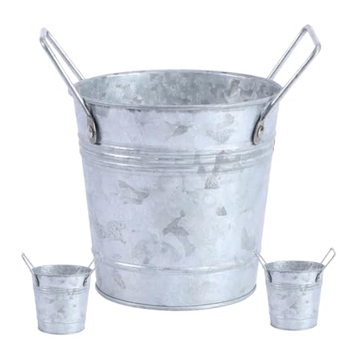 HIAKDOFT 3pièces Seau à Fleurs Métal Galvanisé Pot De Fleurs Vintage pour Plantes Seau De Jardin Décoratif pour Intérieur Et Extérieur