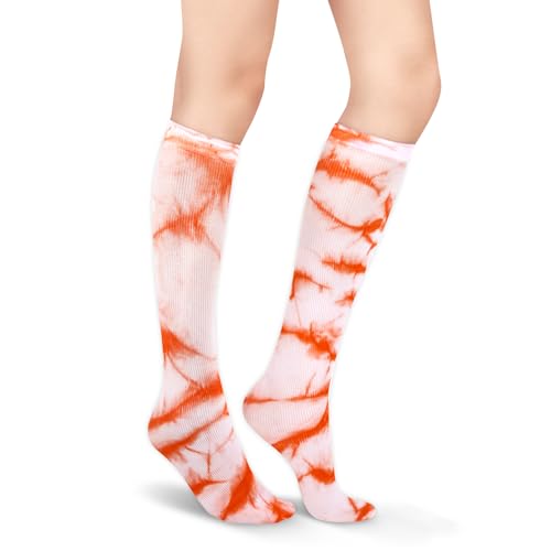 Image of Benefeet Sox Women Girls Thin Nylon Knee High Socks Long Tube Socks Unisex Soft Cozy High Calf Sock Tie Dye /Gradient