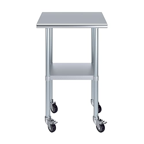 Image of AmGood 24 inch Long x 18 inch Deep Stainless Steel Table with Casters