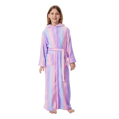 ACTLATI Plüsch-Bademantel mit Kapuze für...