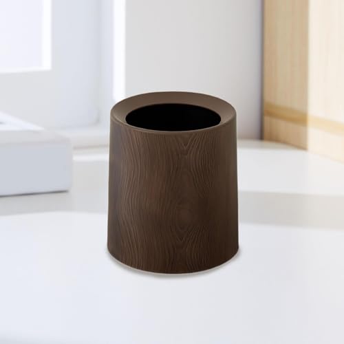 Papelera de imitación madera sin base de PP resistente y elegante para salón 4