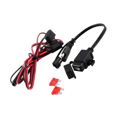 Beatifufu SAE to USB Adapter for Motorcycle 12v-24v Inline Fuse Waterproof Dual USB Charging Cable