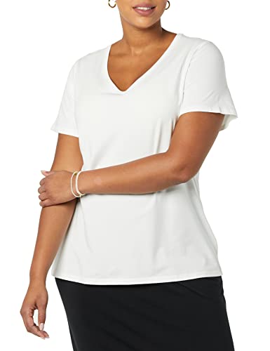 Image of Amazon Essentials Women's Plus Size Short-Sleeve V-Neck T-Shirt
