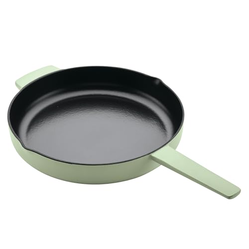 KitchenAid Enameled Cast Iron Frying Pan/Skillet with Helper Handle and Pour Spouts, 12 Inch, Pistachio by KitchenAid - Image 8