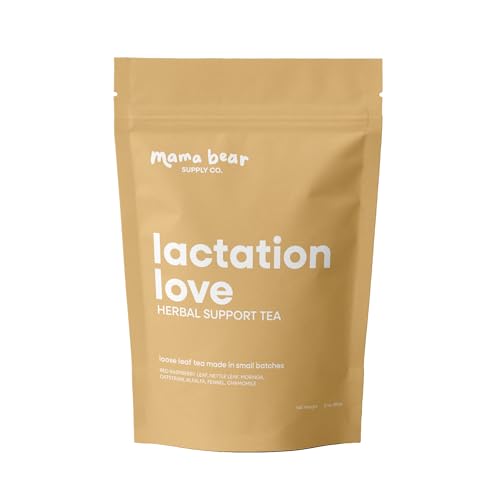 Lactation Love Support Tea with Red Raspberry, Nettle, Moringa, Fennel, Chamomile, 3 oz, Organic Herbal Blend, 45 Servings