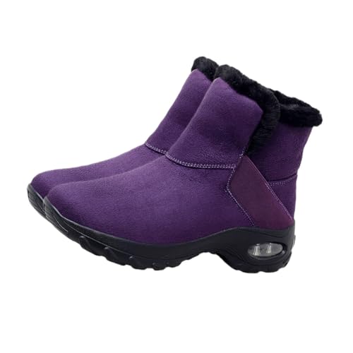 HANABASS Botas de Nieve para Mujer Cálidas Forro de Felpa Media Caña Antideslizantes Color Púrpura Talla 41 Ideales para Invierno y Frío Intenso
