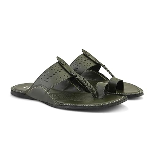 Image of STANPHORD Men Kolhapuri Chappals | Ethnic Thong Slippers Faux Leather | Cushioned Footbed | Festive Wedding Casual Daily Wear (TPMN 30006)