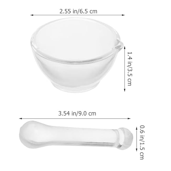 Healvian 1 Set Mortars and Pestle Bowl,Glass Pestle and Bowl,Medicine Mixer Grinding Mill Tools,Garlic Pepper Seasoning Smasher,Mixer and Grinders for Pharmacy or Science Lab,60mm