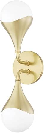 Mitzi H416302-AGB Ariana-8W 2 LED Bath Bracket in Modern Style-4.75 Inches Wide by 18.5 Inches High, Finish Color: Aged Brass