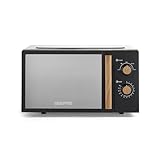 GEEPAS NordiQ 20L Microwave Oven 700W | Compact Solo Microwave with 5 Power Levels 35-Minute Timer Turntable Glass Tray | Stylish Mirrored Glass Door Easy Clean | 2 Year Warranty Black