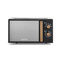 GEEPAS 20L Microwave Oven 700W | Compact Solo Microwave with 5 Power Levels 35-Minute Timer Turntable Glass Tray | Stylish Mirrored Glass Door Easy Clean | 2 Year Warranty, NordiQ Design Black
