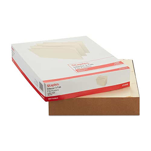 Staples 117713 Interior File Folders Letter Size Manila 100/Box (117713) #TOP3