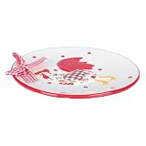 POPETPOP Plato para Servir Postres de Cerámica Roja Diseño Práctico y Dibujos Animados, Adecuado para Ensaladas y Comidas Ligeras en Casa