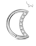 Agrewd G23 Solid Titanium Daith Piercing Jewelry 16G Surgical Steel Septum Daith Jewelry Clear CZ Septum Rings for Women