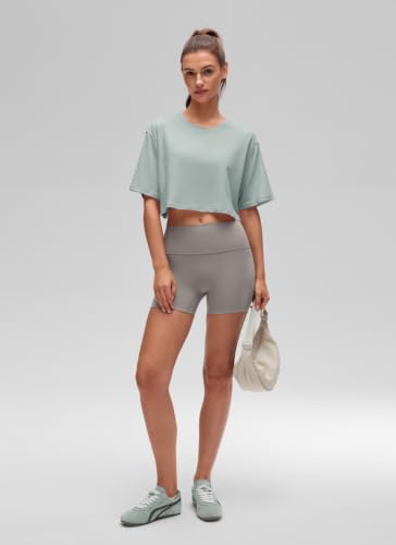 Image of CRZ YOGA Pima Cotton High Neck Crop T-Shirt