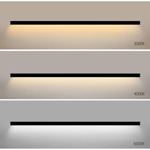 Lámpara de pared moderna con interruptor y enchufe aplique LED interior rectangular negro 100cm 4
