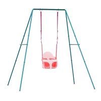 TP Toys Small To Tall 2 In 1 Metal Swing Set with Pink Quadpod 4 in 1 swing seat, Adjustable Metal Swing Stand With Swings