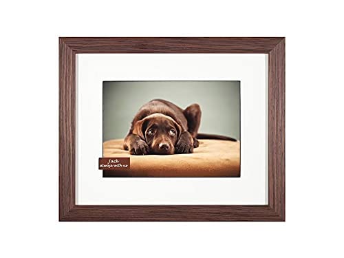 Solid Wood Pet Ashes Photo Frame Urn with Personalised Photos and Text, 10x8 (Dark Oak, With Optical Glass)