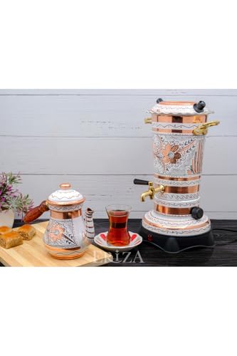 Samovar eléctrico cobre 2.9 litros diseño turco blanco