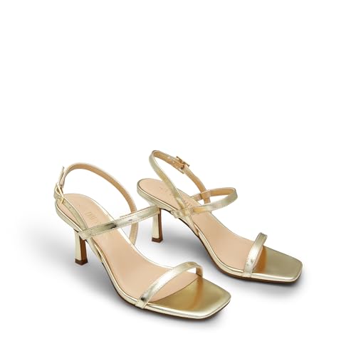 Dream Pairs Womens Slingback Heels Square Open Toe Strappy Sandals Ankle Strap High Heeled Dressy Shoes,Size 9,Gold,Sdhs2452W thumb #2