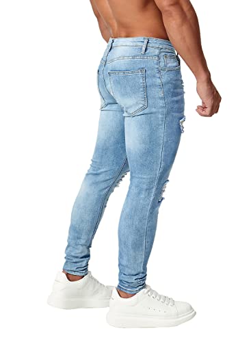 Hungson Men's Ripped Skinny Jeans Stretchy Slim Fit Jeans Pants #TOP2