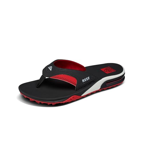 Reef Fanning Pregame Mens Bottle Opener Flip Flop, Arch Support, Durable Outsole, Water Friendly, Black/Red, 10 by REEF - Used condition - US$48.68