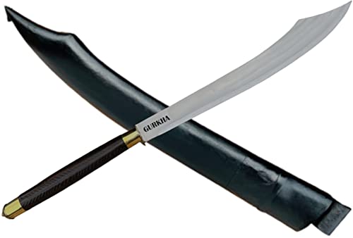 Gurkha Kukri Knife Heavy Duty 21 IN Fixed Blade Overall 33 IN Khukuri Knife, Full Tang Hand Forged Survival Machete Knife With Leather Sheath Carbon Steel Blade Handcrafted in Nepal