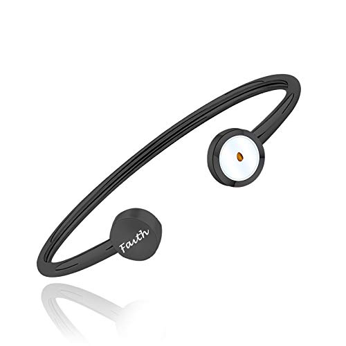 FAADBUK Christian Gift Cross Mustard Seed Bracelet Faith Mustard Seed Jewely Religious Inspirational Jewelry For Women Girls (Faith Mustard Seed Br-Black)