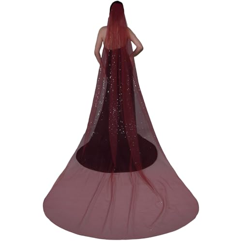 Pjeghbvop Beautiful Wedding Veil Long Glitters Design Soft Tulle for Bride and Fashionable Women Long Glitters