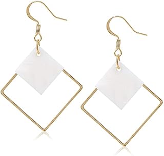 Amazon Brand  HIKARO 14k Gold Plated Square White Shell Drop Earrings For Women Jewelry Wedding Geometric Earrings for Women Girl Gifts Present Valentines Birthday Mothers Day ChristmasGolden