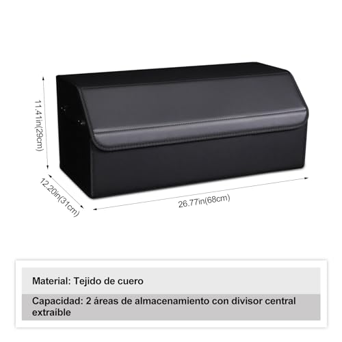 Ergocar Organizador de Maletero, Doble Capa Plegable para Almacenamiento, Cuero de PU Con Tapa, Impermeable y Duradero para Coches y SUV - imagen 7