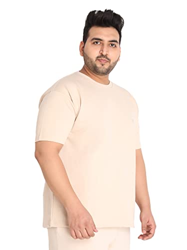 Image of CHKOKKO Men's Plus Size Terry Cotton Loose Fit Half Sleeves T-Shirt