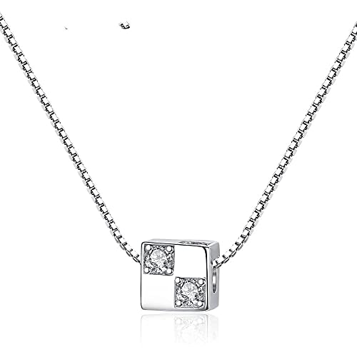 Collier en argent sterling avec pendentif délicat en zircon cube idée cadeau femme