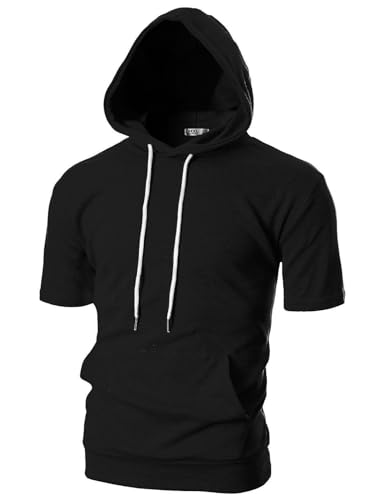 Ohoo hoodie pull hommes manches courtes slim fit noir X-Large