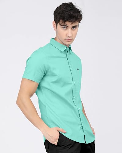 Image of BRUCEWANE Men's 100% Cotton Half Sleeve Shirt