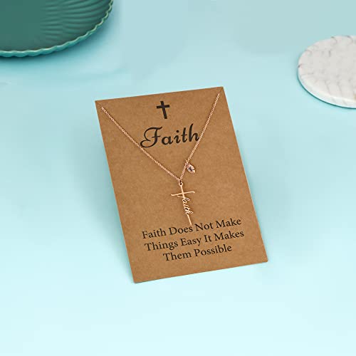 Sannyra Faith Cross Necklace For Women,18K Rose Gold Plated K-Letters Women's Cross Necklace, Religious Cross Necklace For Women, Cross Pendant Christian Jewelry Birthday Christmas Valentines Day Gifts For Women Girl #TOP5