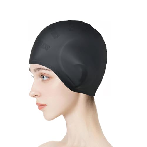 VANOLU Silicone Swim Cap for Long Hair with Ear Protection