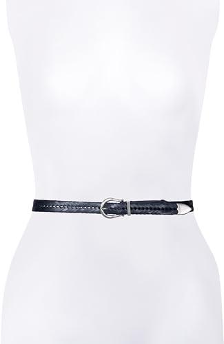 Women's 22MM Woven Leather Belt, Adjustable & Perfect for Pants, Black, X-Small-Small4