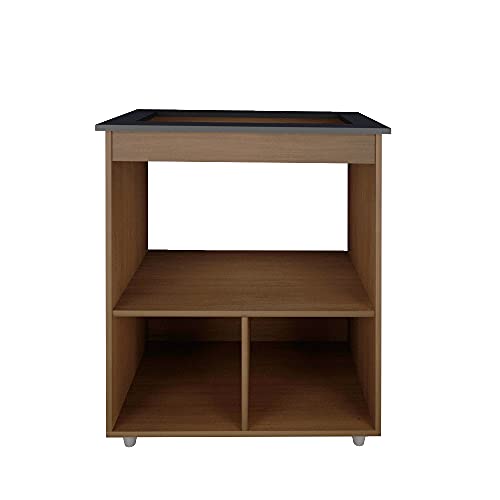 Balcão Gabinete de Cozinha Para Fogão Cooktop 4 bocas e Forno Elisa Moblis Móveis Savana E Preto