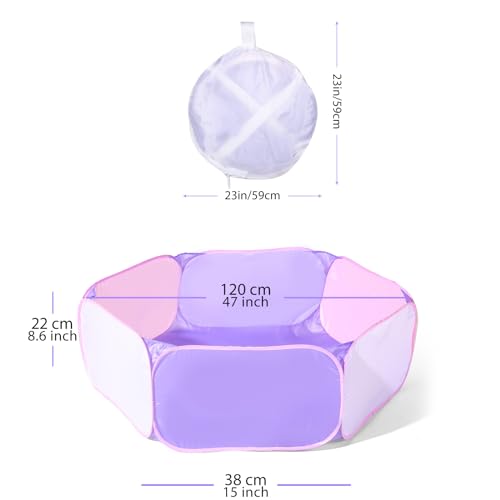 Heopeis Kids Ball Pit Large Pop Up Children Ball Play Tent for Toddlers Girls Boys for Indoor Outdoor Baby Playpen with Carry Tote, Balls Not Included (Light Purple/Light Pink) - Thumbnail 7