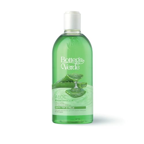 Bottega Verde - Aloe, Bagnodoccia Delicato, con Succo di Aloe Vera Bio, 400 ml, Deterge e Idrata con Delicatezza, per Tutti i Tipi di Pelle